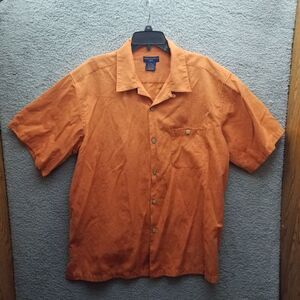 Gordon Clothing Co XL Floral Orange Button-Down Shirt 52.5" 30.5" 10.75"